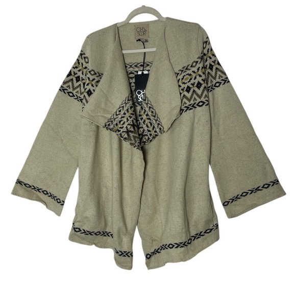 New Chaser Cardigan‎ Sweater Women's Medium Aztec Cowgirl Pockets Open Front - Picture 2 of 10